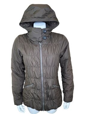 Columbia Thermal Coil Quilted Puffer Jacket S Hooded Insulated Brown
